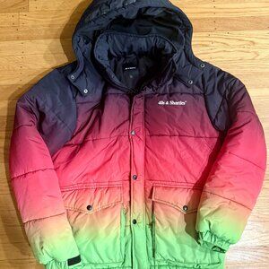 40s & Shorties Men's Rainbow Ombre Puffer Jacket, size large